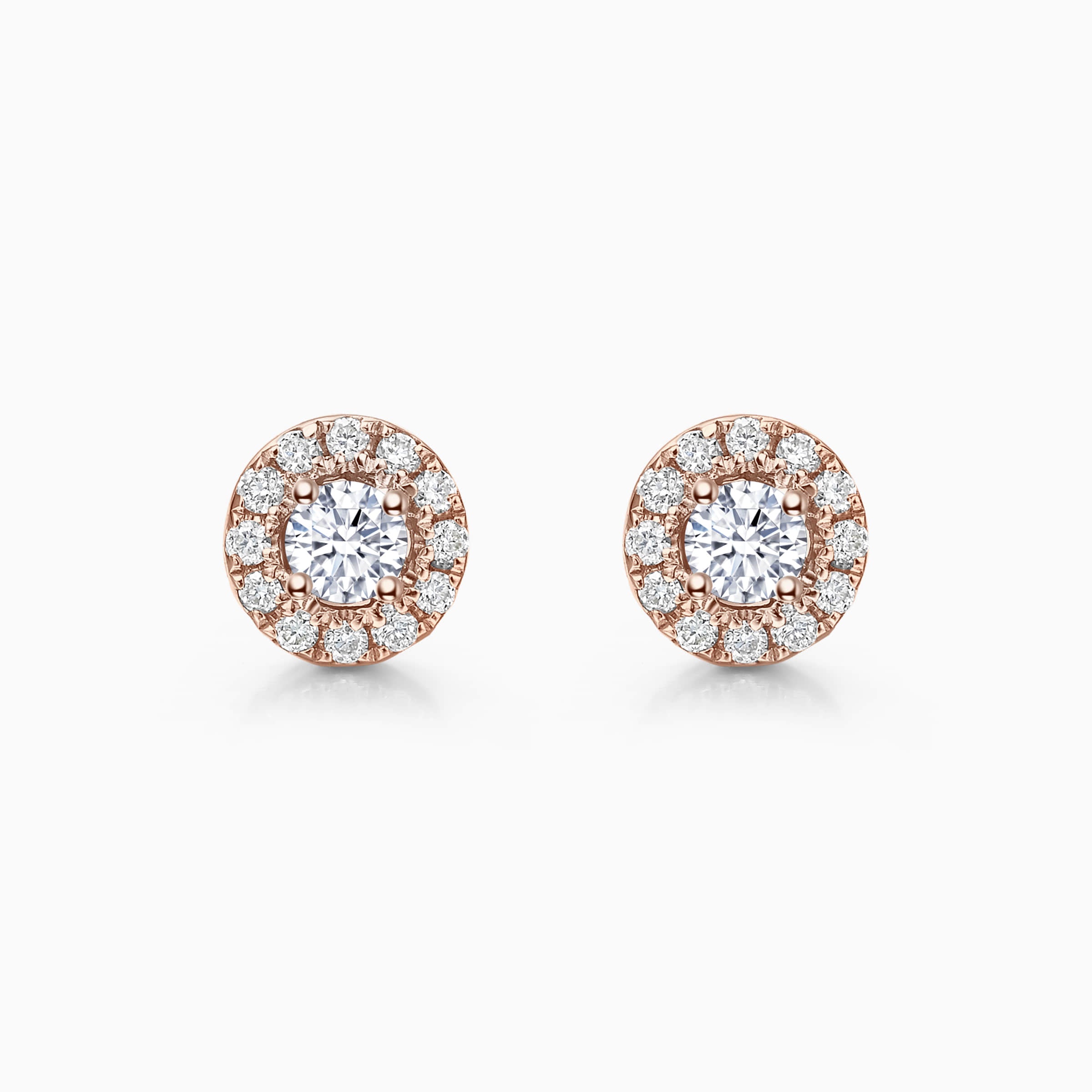 Round Cut Moissanite Halo Diamond Stud Earrings for Her