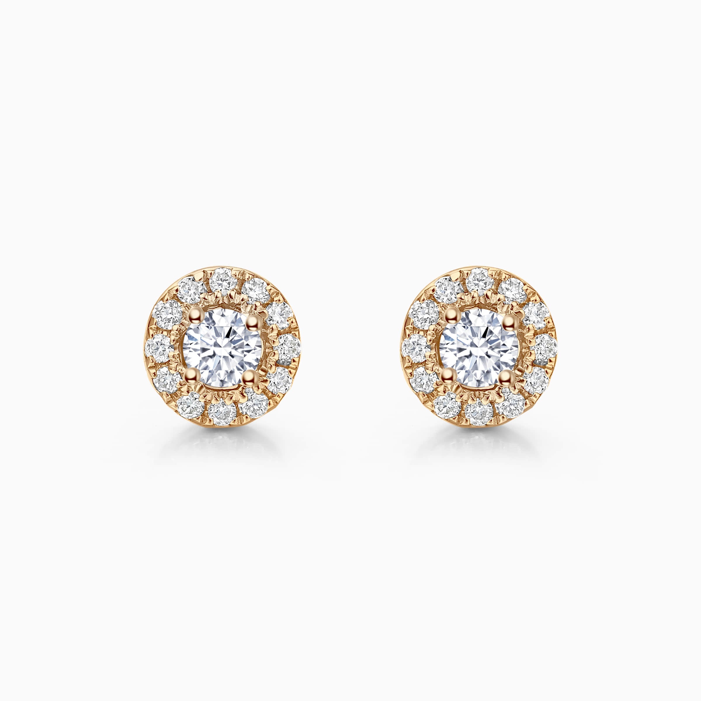 Round Cut Moissanite Halo Diamond Stud Earrings for Her