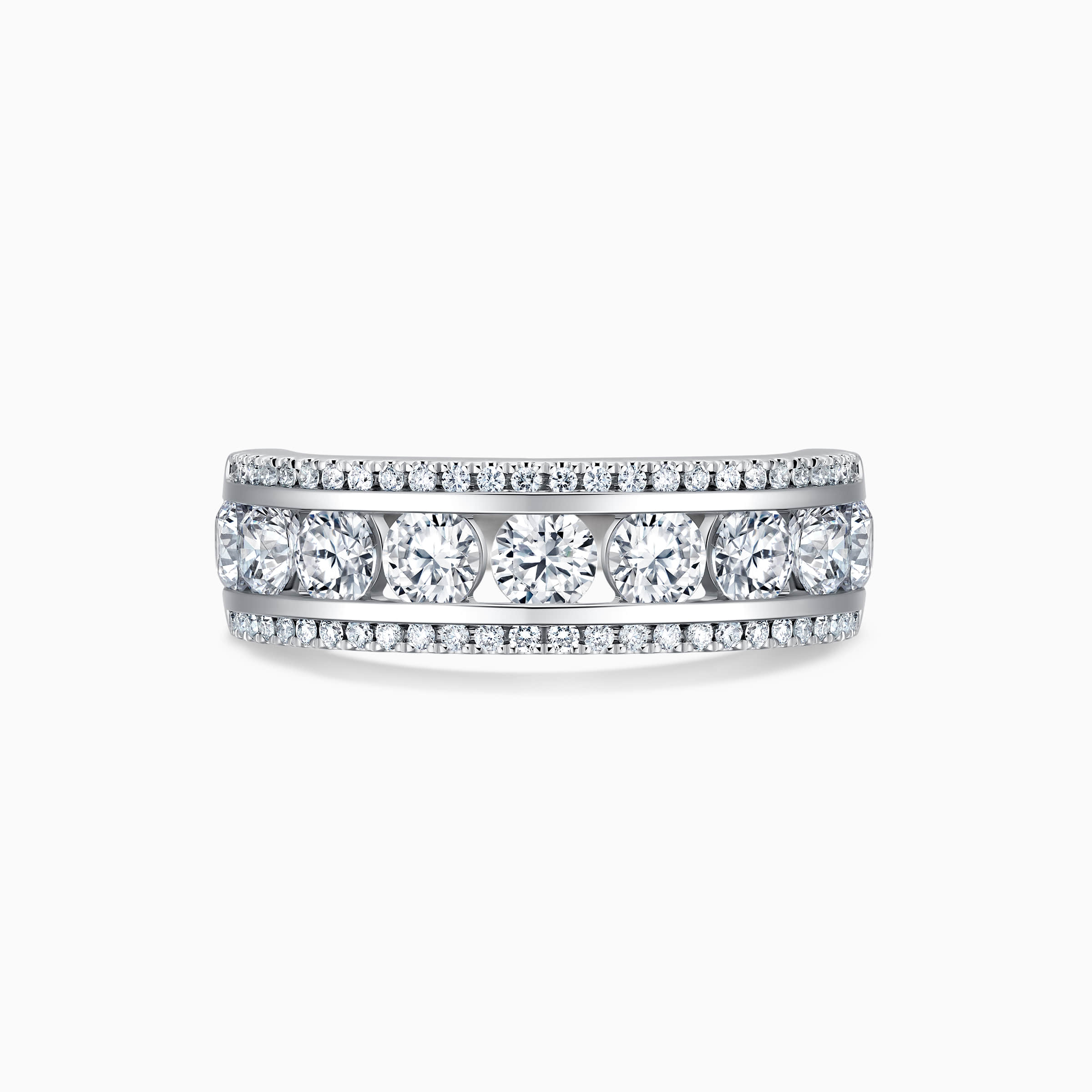 Round Cut Moissanite Diamond Triple Rows Wedding Band