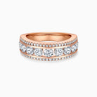 Round Cut Moissanite Diamond Triple Rows Wedding Band