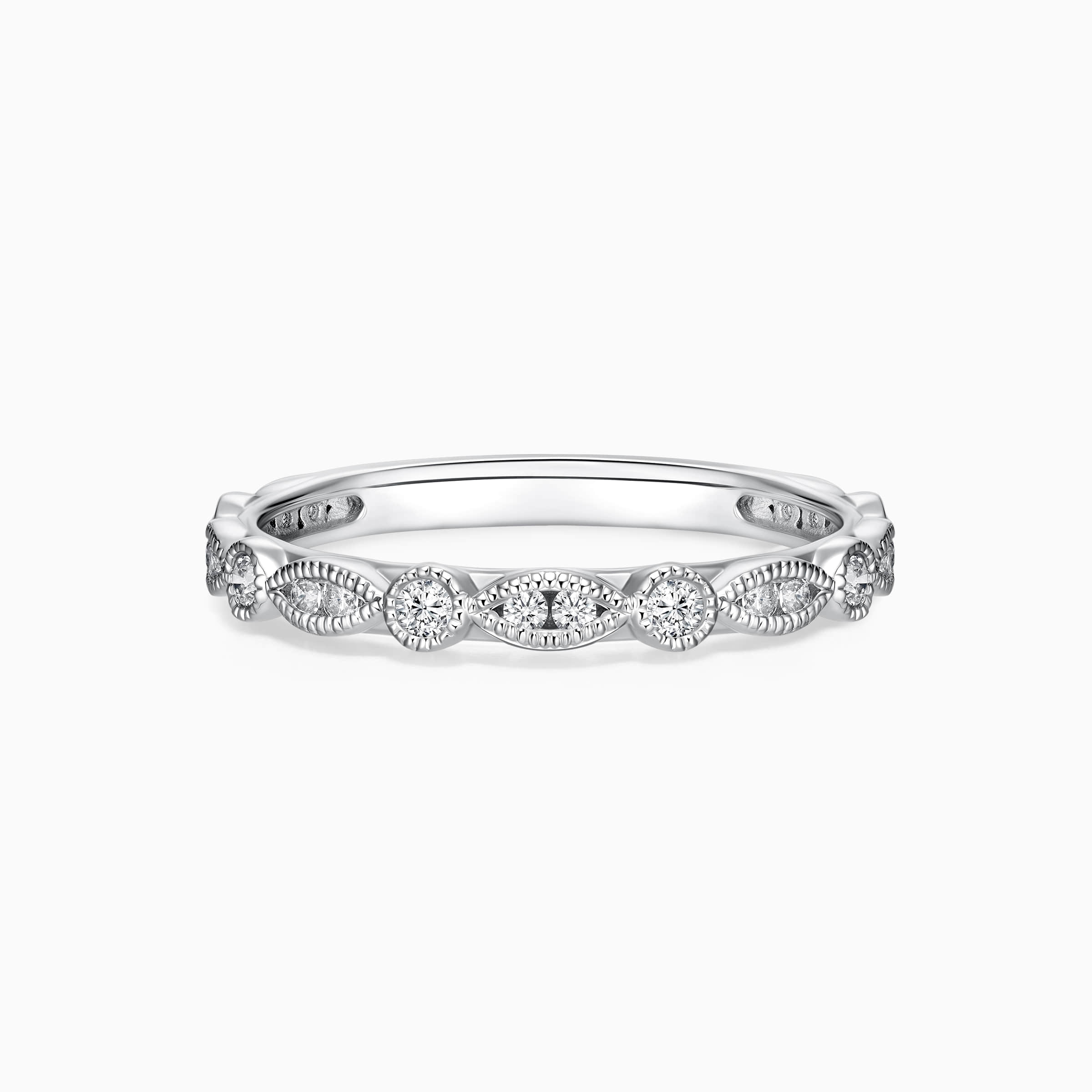 Round Cut Moissanite Diamond Vintage Wedding Band