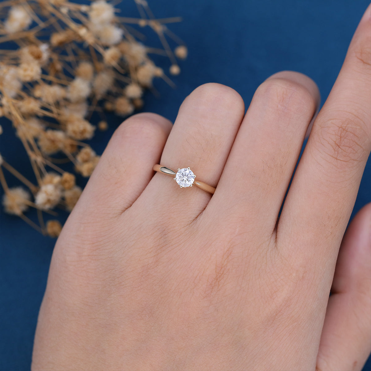 round-shaped-moissanite-solitaire-engagement-ring-2