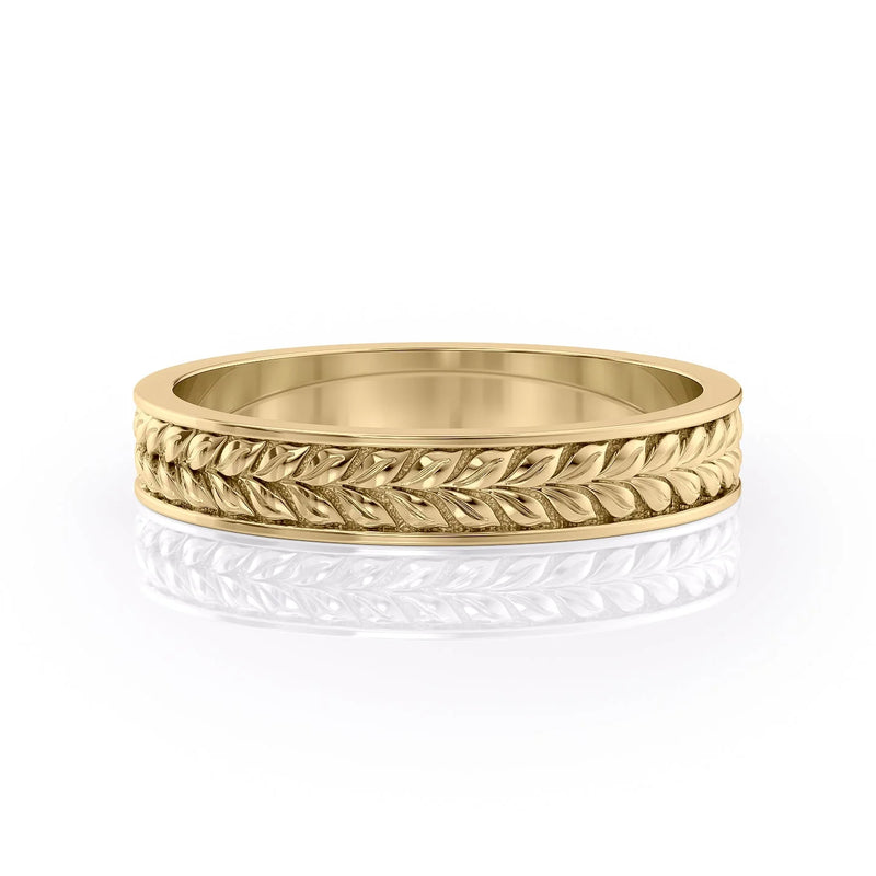 Unique Unisex Leaf Wedding Band