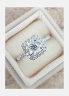 1.50CT Princess Cut Pave Moissanite Diamond Halo Engagement Ring