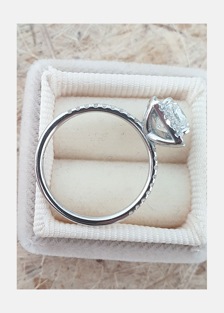 1.50CT Princess Cut Pave Moissanite Diamond Halo Engagement Ring