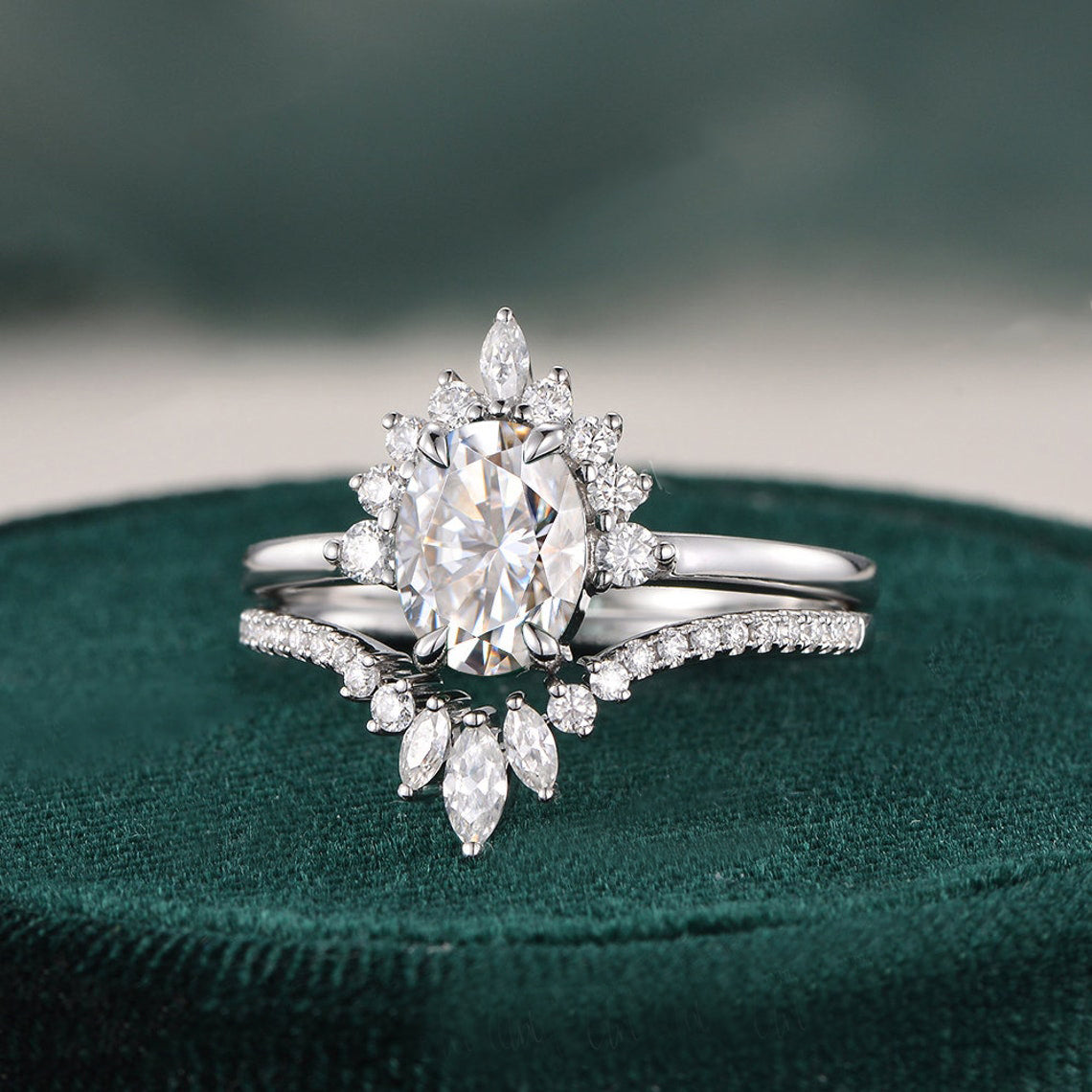 oval-cut-cluster-art-deco-moissanite-bridal-ring-set