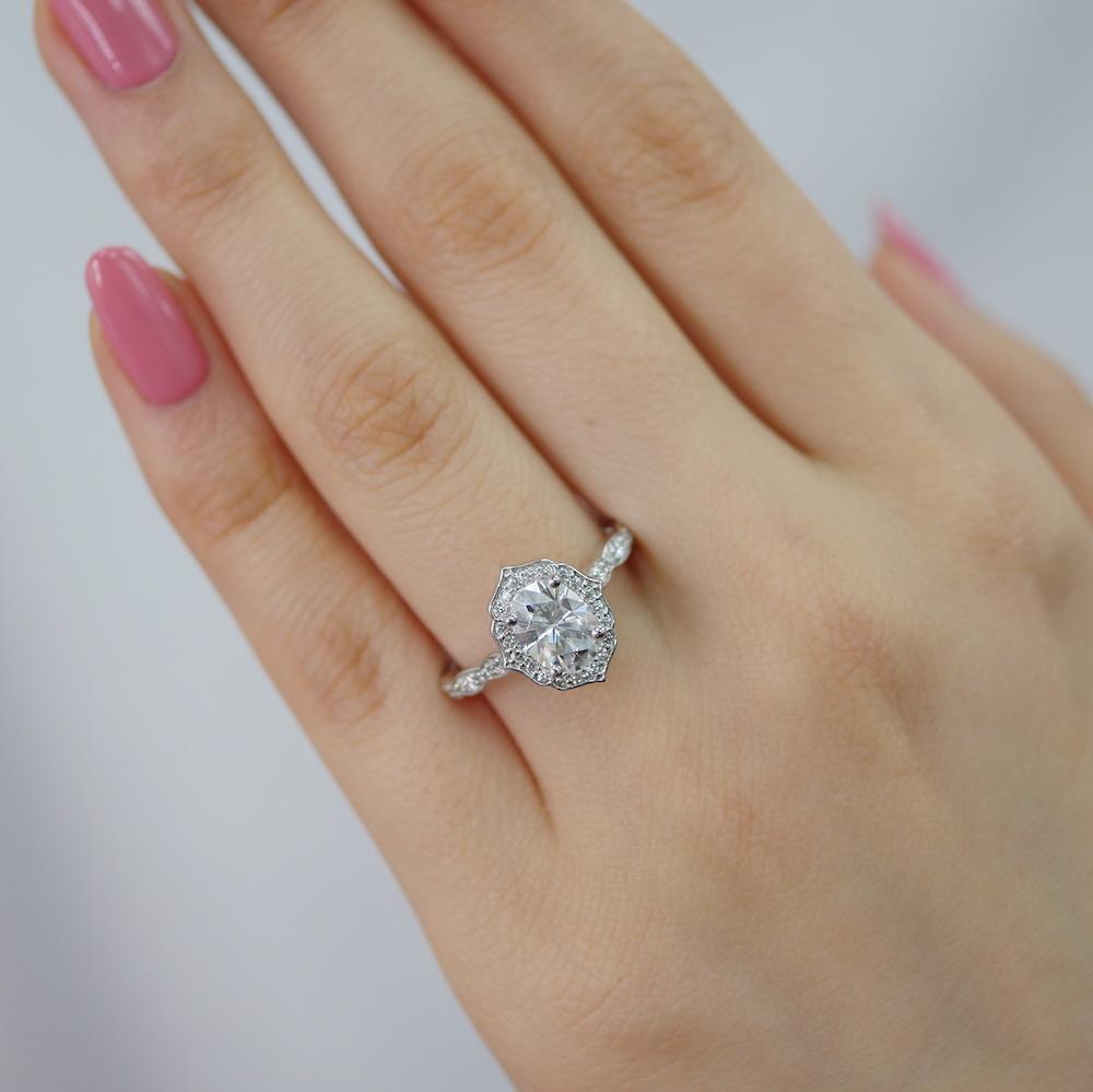 Floral Diamond Engagement Ring
