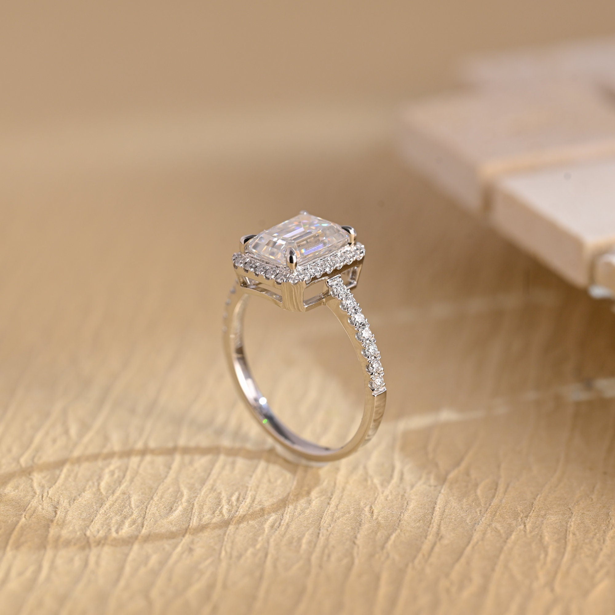 White Gold Halo Moissanite Ring