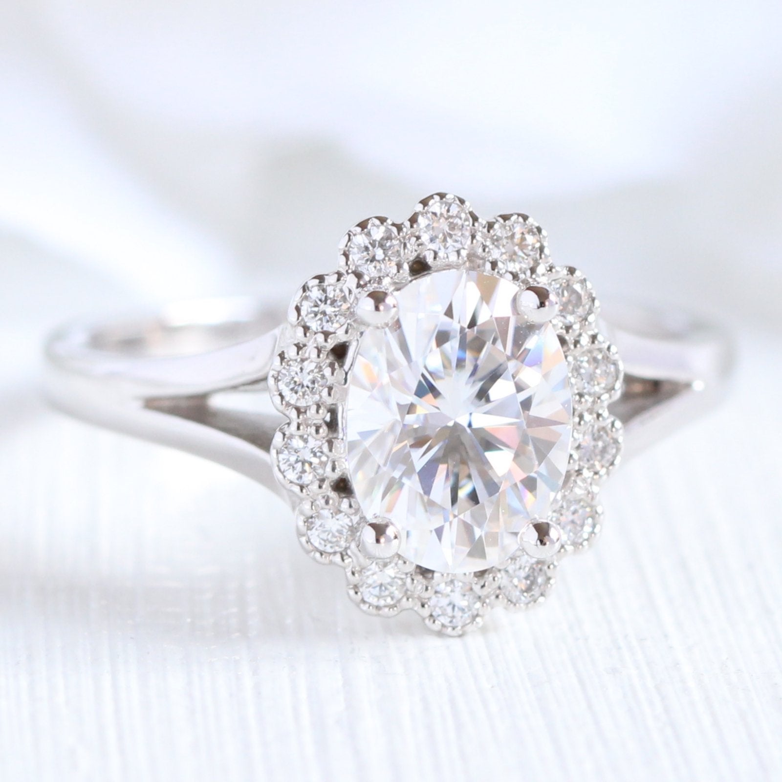 Vintage Moissanite Engagement Ring
