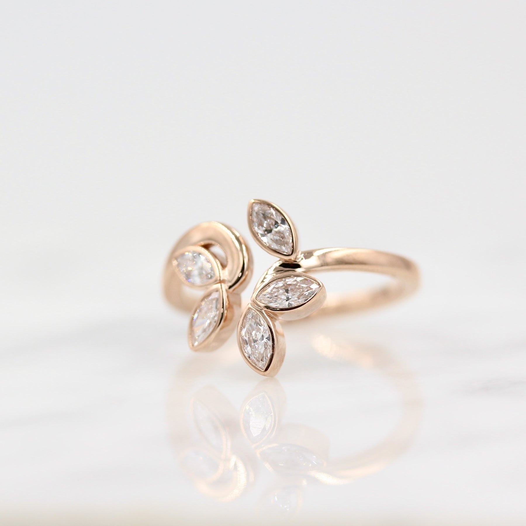 1.05CT Marquise Bezel Set Moissanite Diamond Unique Engagement Ring For Women
