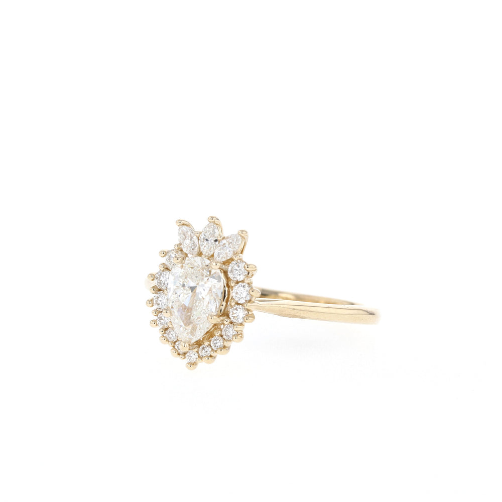  1.25ct Pear Cluster Moissanite Diamond Solitaire Engagement Ring