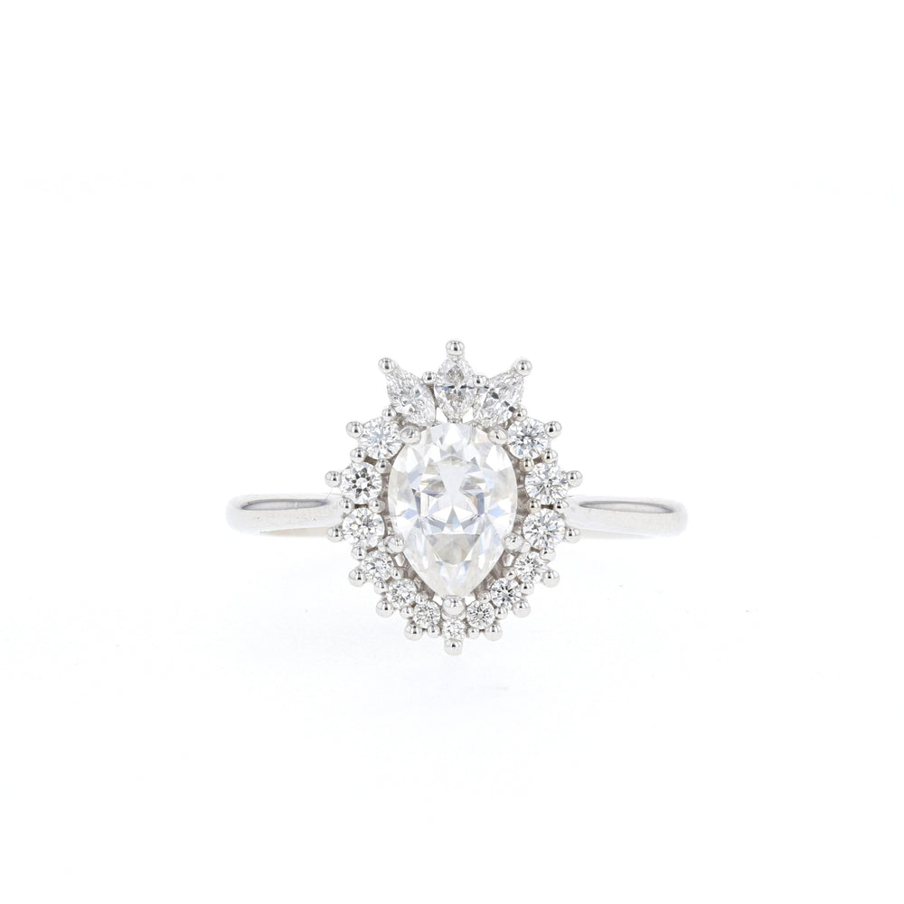  1.25ct Pear Cluster Moissanite Diamond Solitaire Engagement Ring