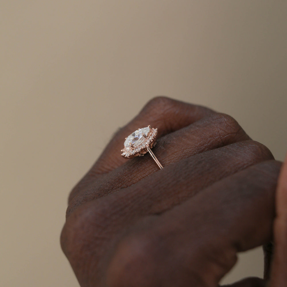  1.25ct Pear Cluster Moissanite Diamond Solitaire Engagement Ring