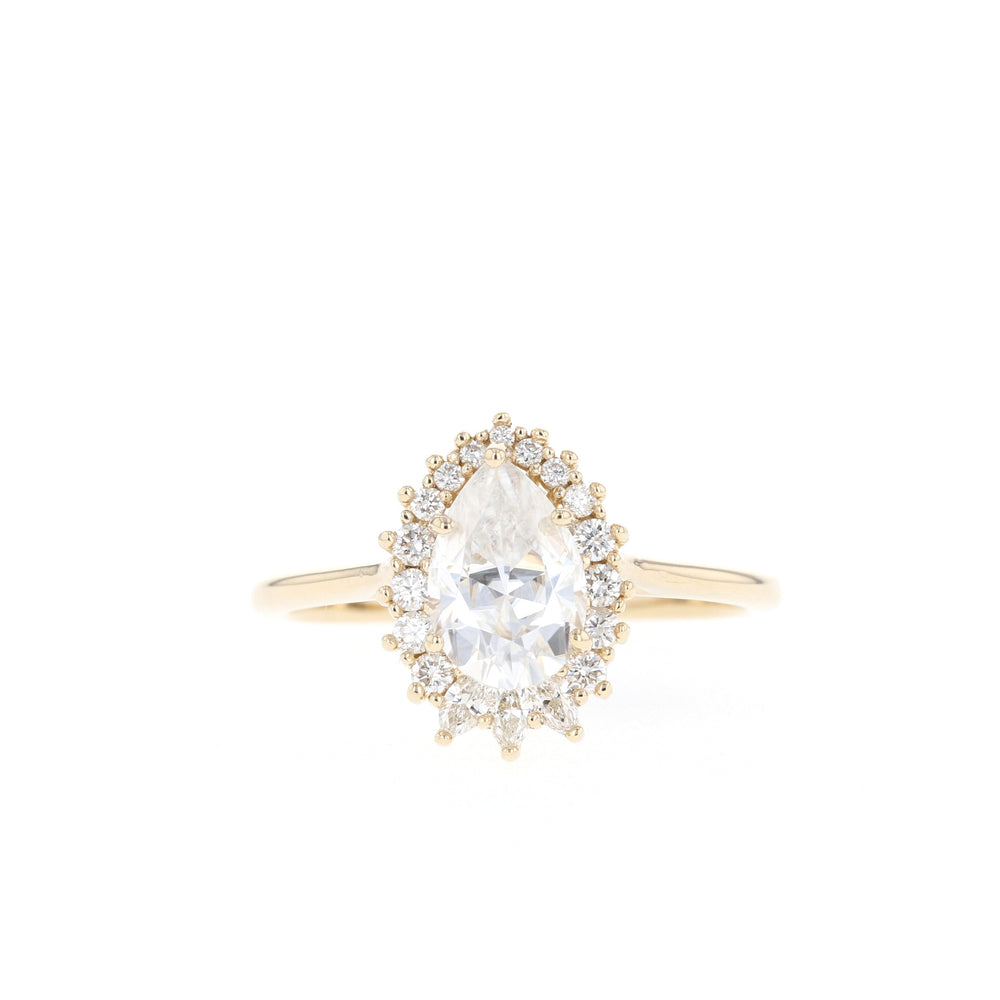  1.25ct Pear Cluster Moissanite Diamond Solitaire Engagement Ring