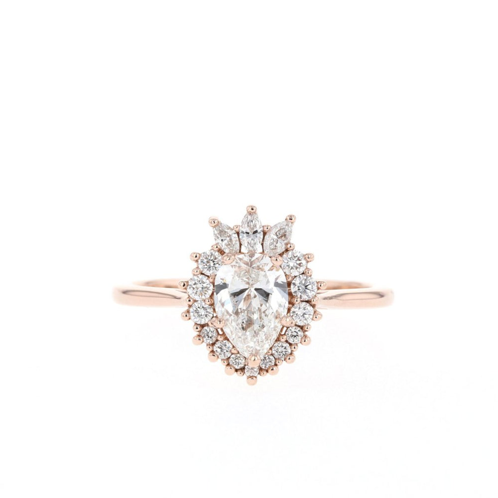  1.25ct Pear Cluster Moissanite Diamond Solitaire Engagement Ring