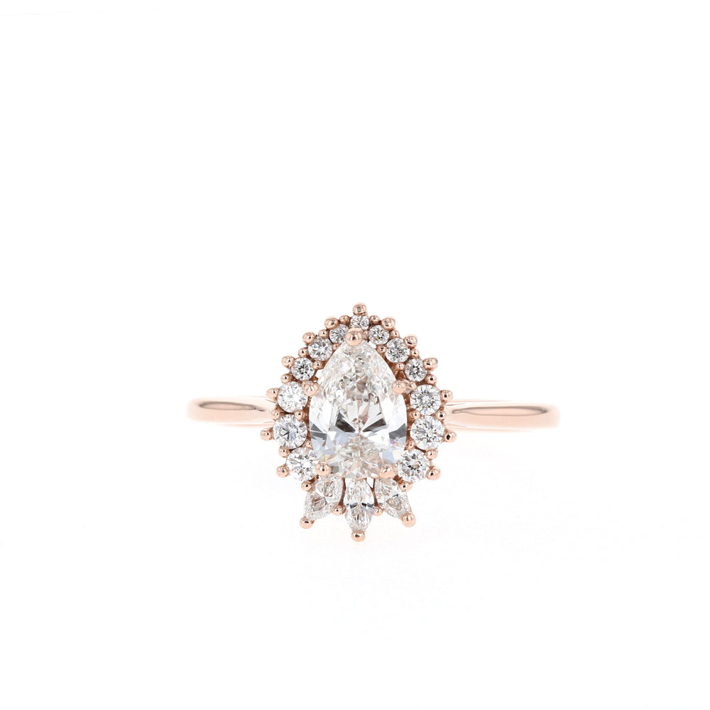  1.25ct Pear Cluster Moissanite Diamond Solitaire Engagement Ring