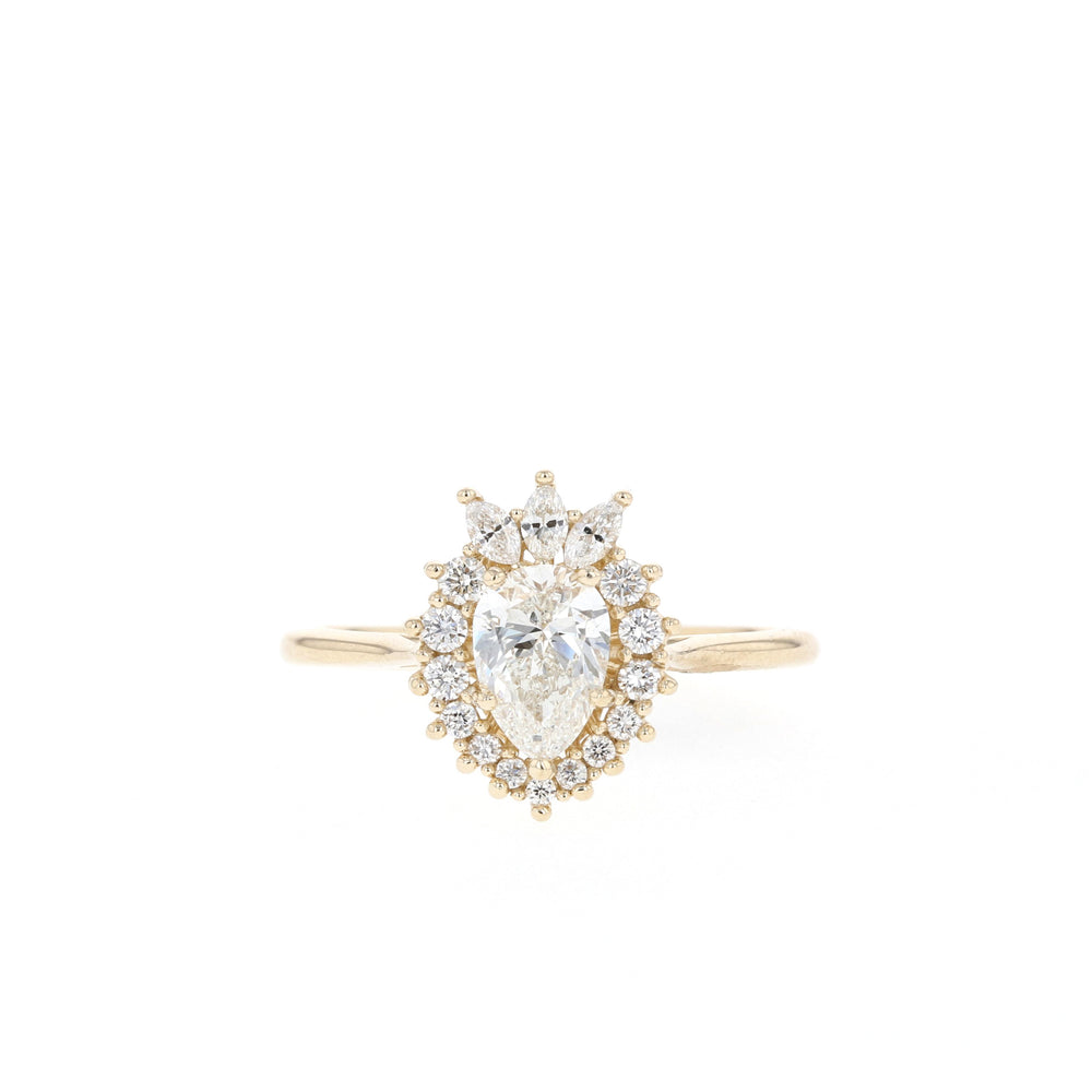  1.25ct Pear Cluster Moissanite Diamond Solitaire Engagement Ring