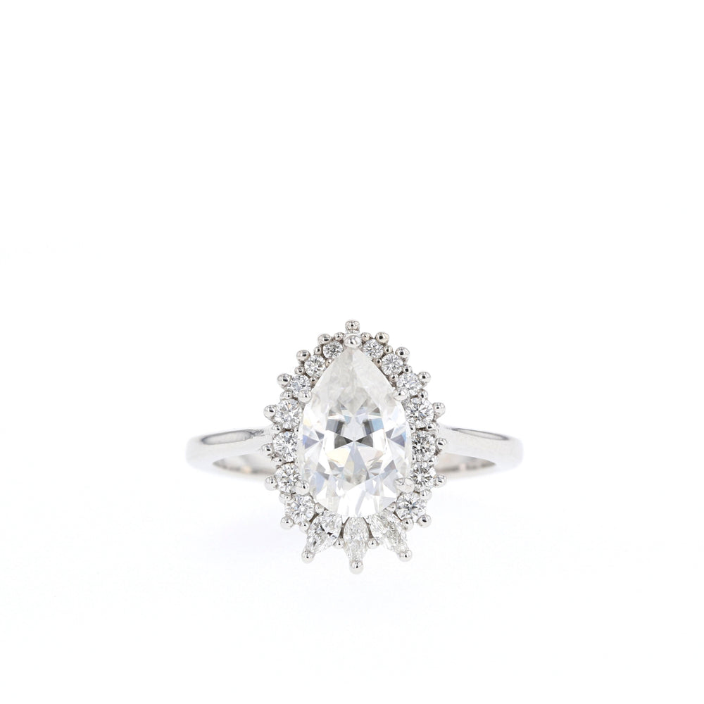  1.25ct Pear Cluster Moissanite Diamond Solitaire Engagement Ring