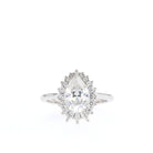  1.25ct Pear Cluster Moissanite Diamond Solitaire Engagement Ring