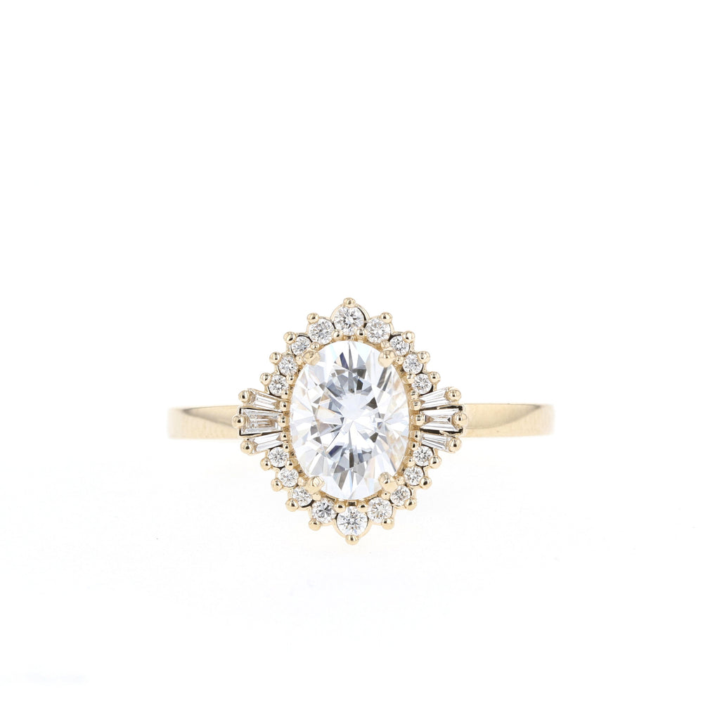 1.20CT Oval Cluster Moissanite Diamond Solitaire Engagement Ring