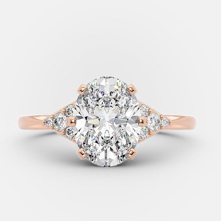1.50ct Oval Cluster Moissanite Diamond Solitaire Engagement Ring For Women
