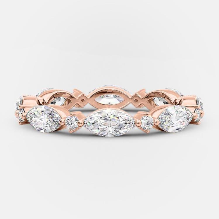 marquise-and-round-cut-alternative-moissanite-wedding-band