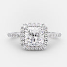 1.50CT Princess Cut Pave Moissanite Diamond Halo Engagement Ring