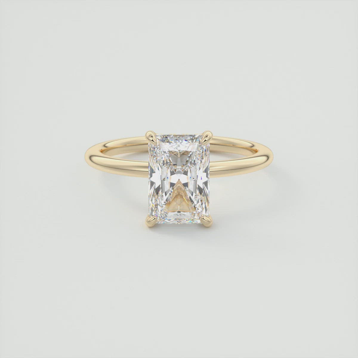 2CT Radiant Hidden Halo Moissanite Diamond Solitaire Engagement Ring