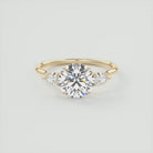 2CT Three Stone Round Moissanite Diamond Engagement Ring For Women In 14K Yellow Gold