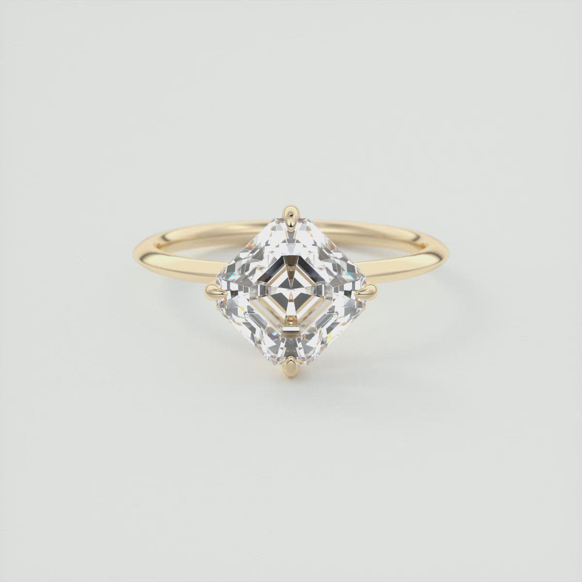 2CT Asscher Four Prong Moissanite Diamond Solitaire Engagement Ring