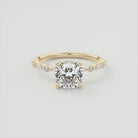 2CT Cushion Pave Moissanite Diamond Four Prong Engagement Ring