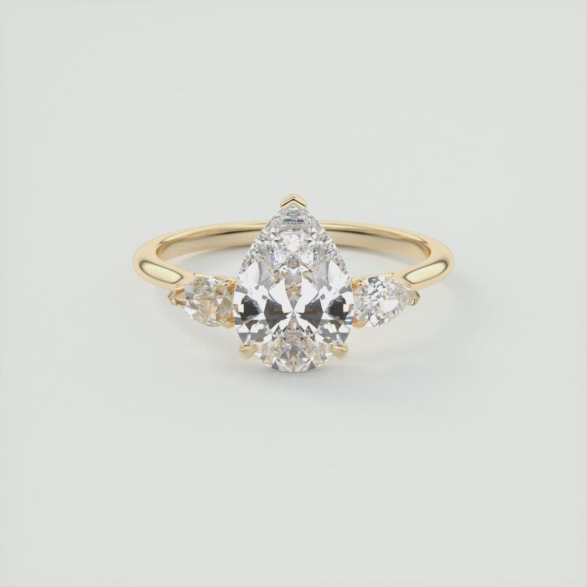 2CT Pear Cathedral Set Moissanite Diamond Solitaire Engagement Ring