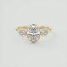 2.0CT Bezel Set Oval Moissanite Diamond Three Stone Engagement Ring