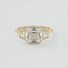 2.0CT Cathedral Set Asscher Three Stone Moissanite Diamond Engagement Ring