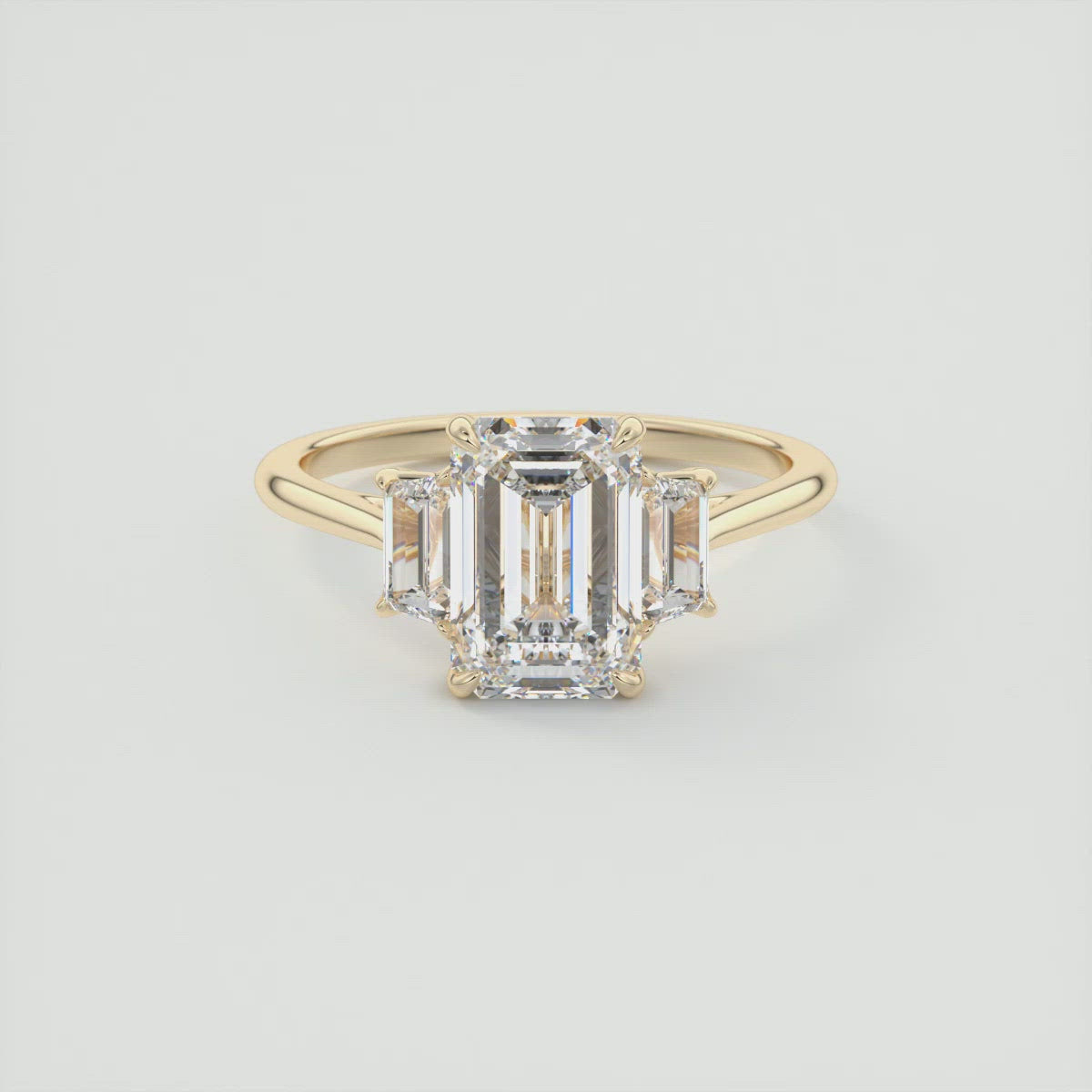 2.0CT Three Stone Emerald Cut Moissanite Diamond Solitaire Engagement Ring
