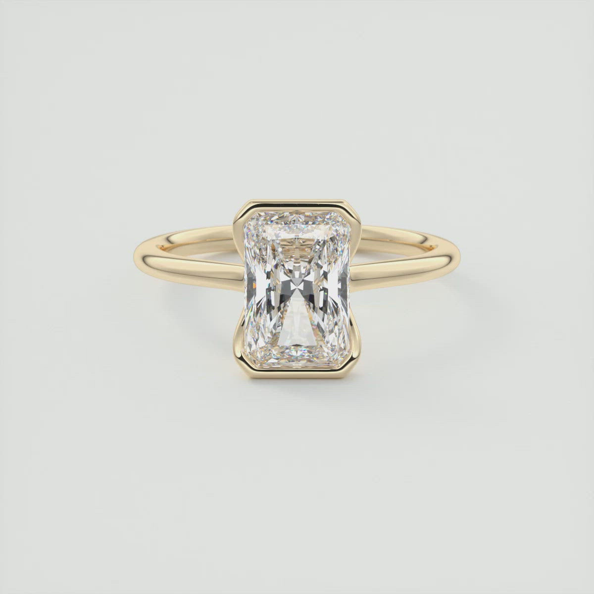 2CT Half Bezel Set Radiant Moissanite Diamond Open Engagement Ring