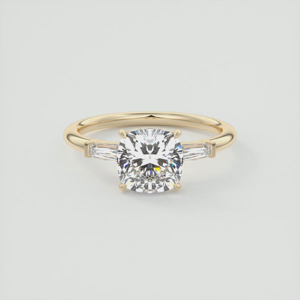 2.0CT Three Stone Cushion Moissanite Diamond Solitaire Engagement Ring
