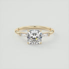 2.0CT Three Stone Cushion Moissanite Diamond Solitaire Engagement Ring