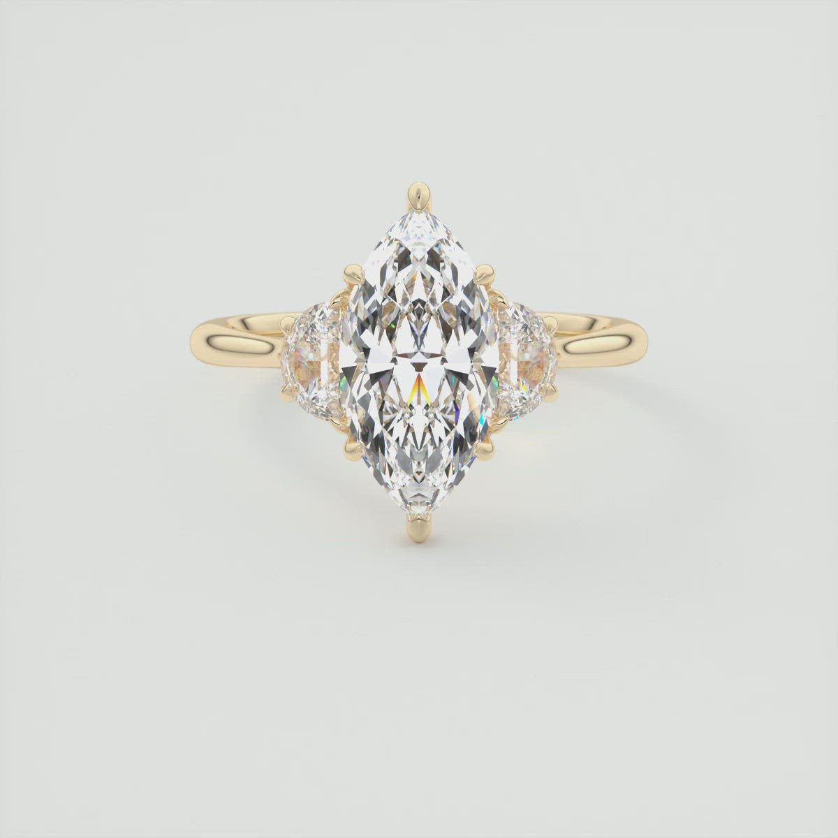 2.0CT Three Stone Marquise Moissanite Diamond Engagement Ring In 18K Yellow Gold