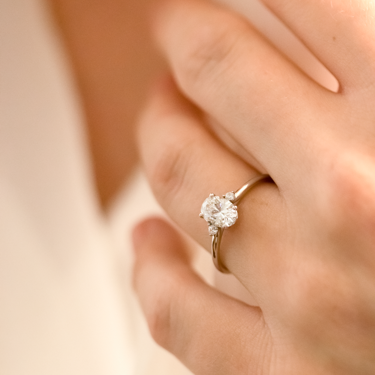 1.33CT Oval Three Stone Moissanite Diamond Solitaire Engagement Ring In 18K Solid  Gold