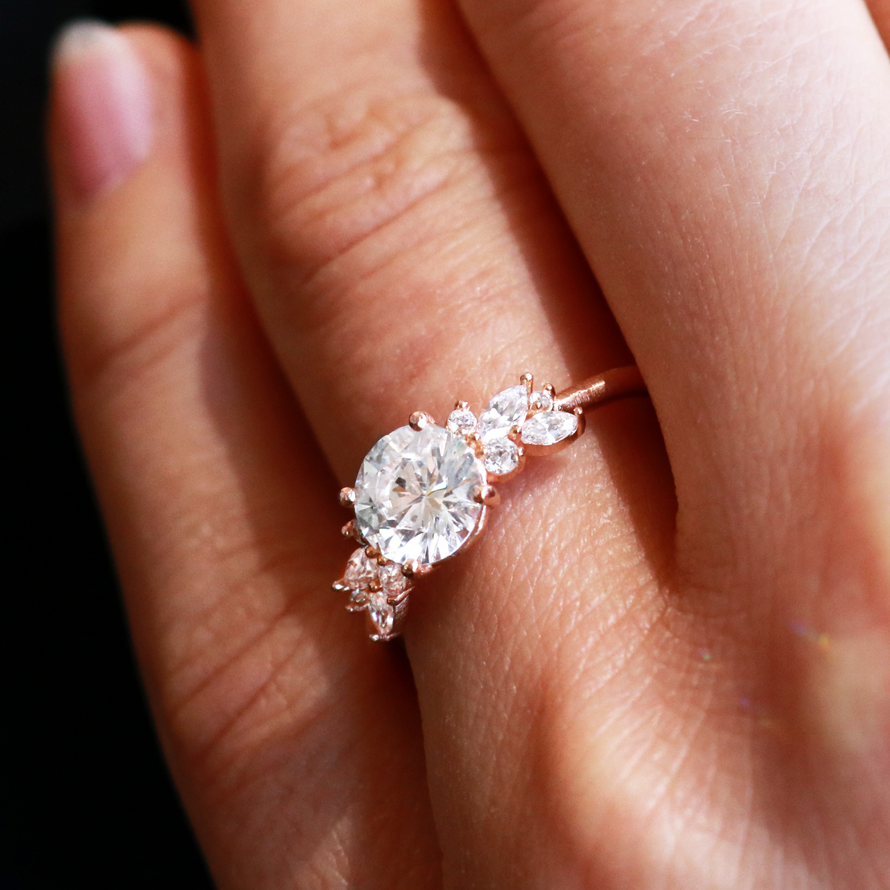 Moissanite filigree engagement ring