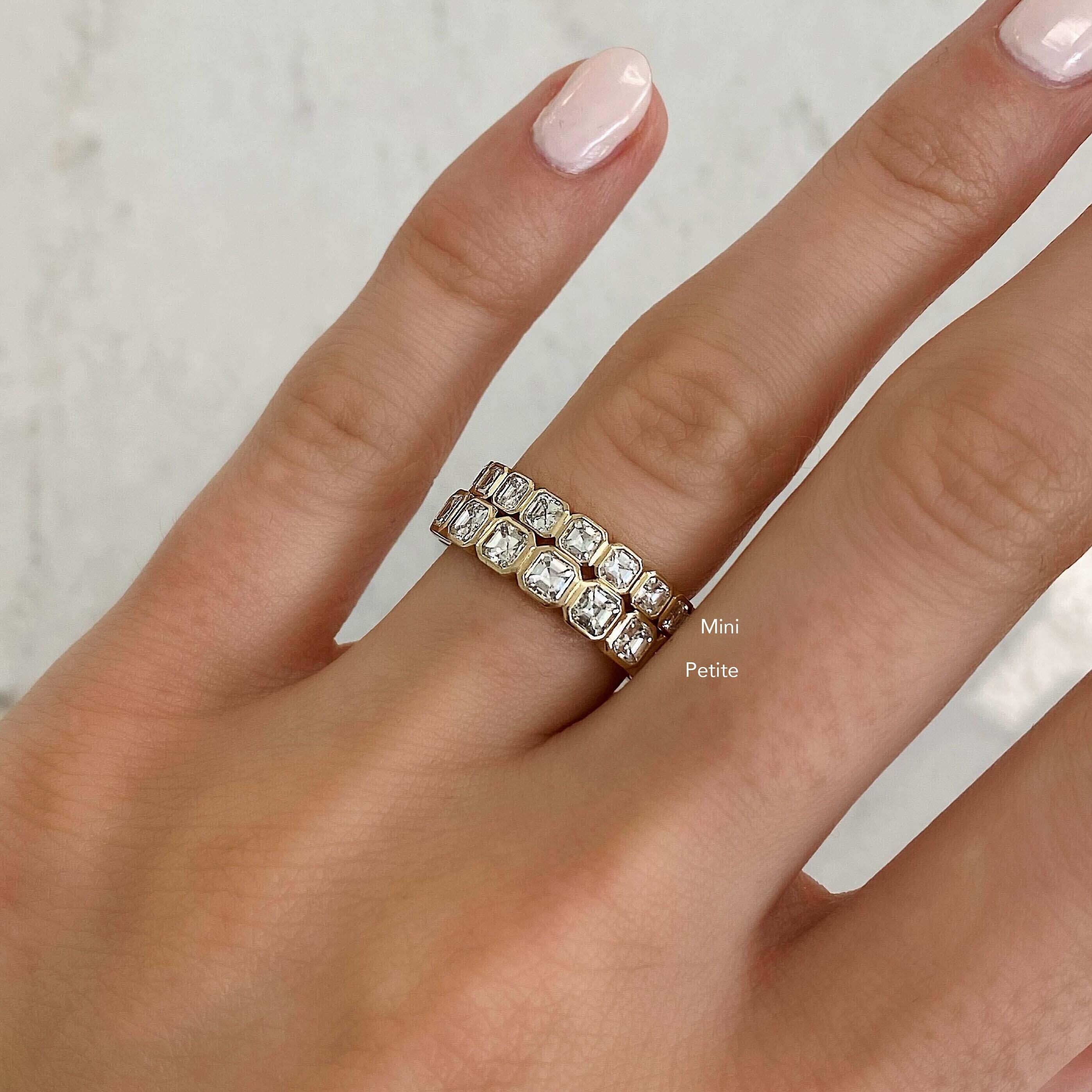 Asscher Cut Moissanite Bezel Set Eternity Diamond Wedding Band