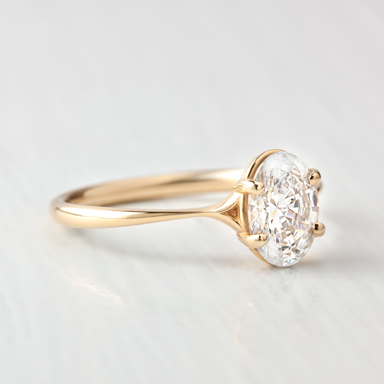 1.33CT Oval Split Shank Moissanite Diamond Solitaire Engagement Ring