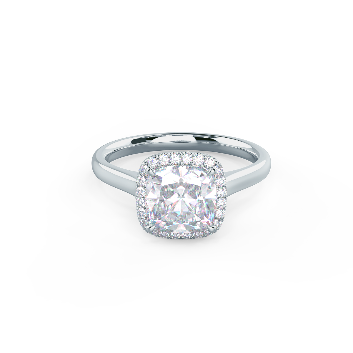 2.0CT Cushion Cut Moissanite Halo Diamond Engagement Ring