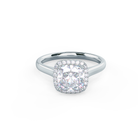 2.0CT Cushion Cut Moissanite Halo Diamond Engagement Ring