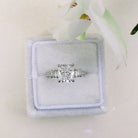 2.50CT Cushion Cut Moissanite Three Stone Pave Diamond Engagement Ring