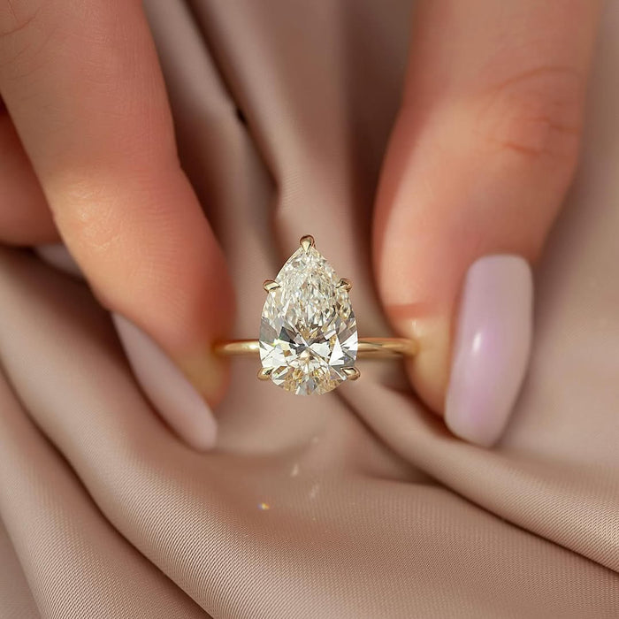 2.50CT Pear Diamond Hidden Halo Lab Grown Engagement Ring