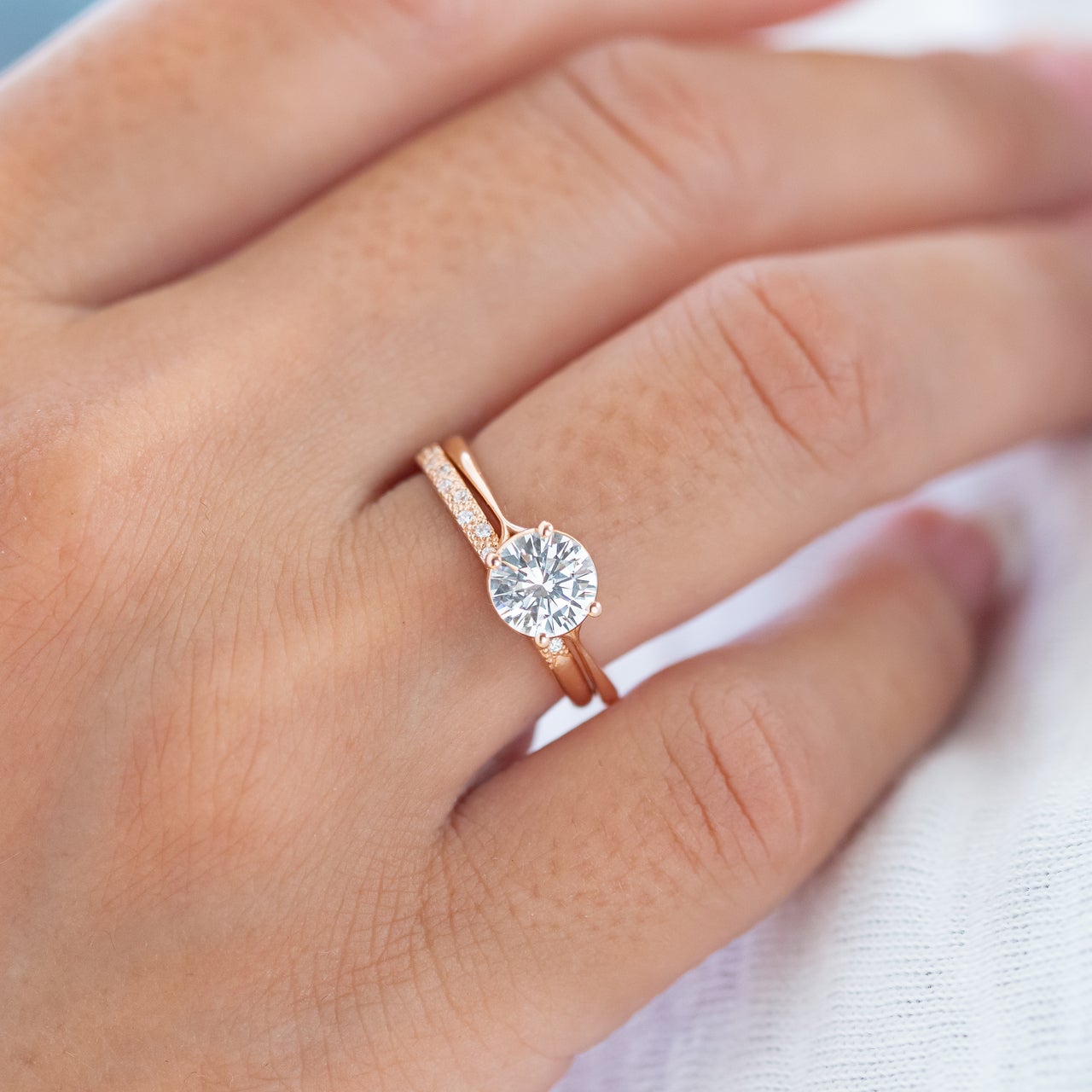 1.20CT Round Split Shank Moissanite Diamond Solitaire Engagement Ring