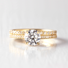 1.0CT Round Channel Set Pave Moissanite Diamond Engagement Ring For Women