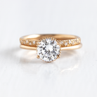 1.0CT Cathedral Set Round Moissanite Diamond Unique Solitaire Engagement Ring